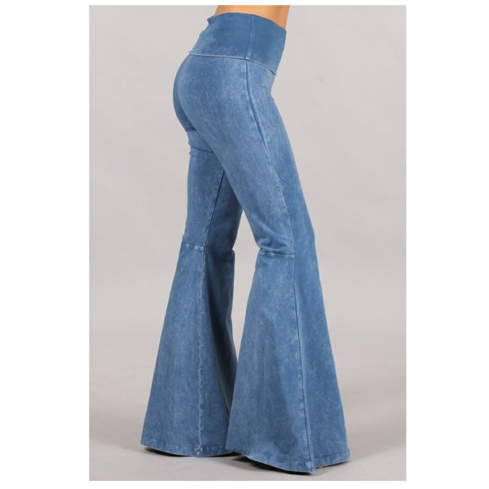 BELL BOTTOMS Light Denim Blue Stretch Boho Pants S M L 1XL 2XL 3XL